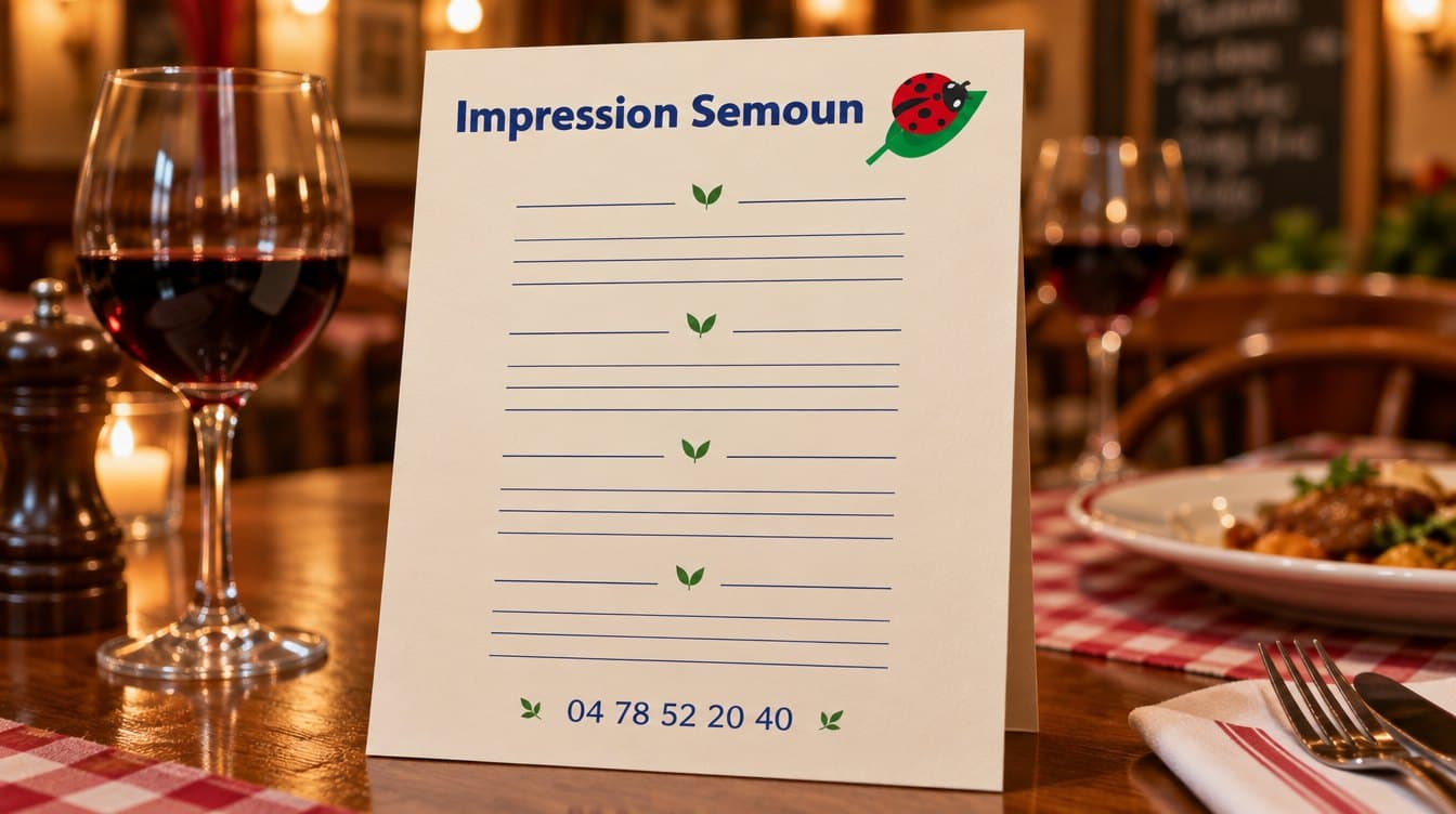 Menus imprimés par Impression Semoun à Villeurbanne